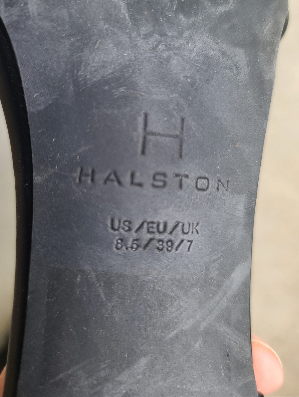 H Halston Hong Kong Black Vegan Leather Sling Back Strappy Heel Sandals 8.5 - Picture 8 of 9